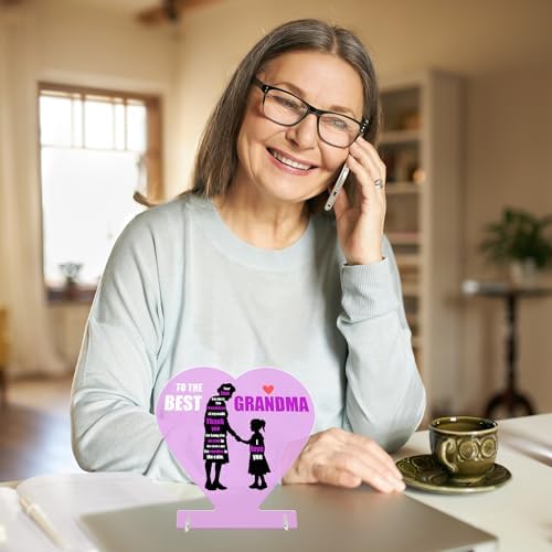 BulbaCraft Grandma Plaque To The Best Grandma - Pink Heart Shaped Decorative Sign