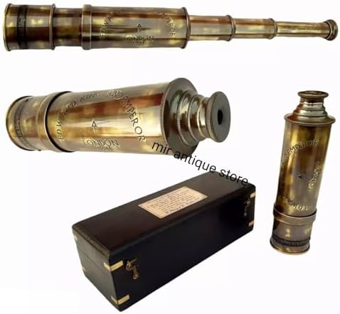 25 Inch Handheld Telescope with Antique Brass and Wooden Box