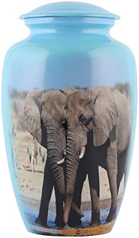 Handcrafted Elephant Cremation Urn - Large Adult Urn with Velvet Bag