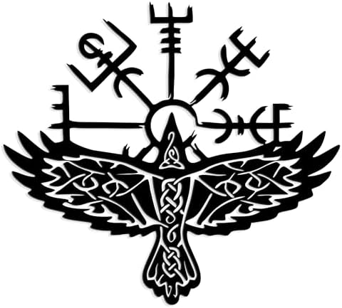 Rajukit Nordic Crow Wall Art with Celtic Symbols and Sacred Geometry