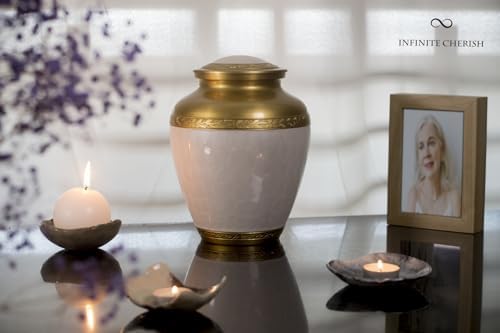 White Gold Mother of Pearl Ash Urn for Adult Female