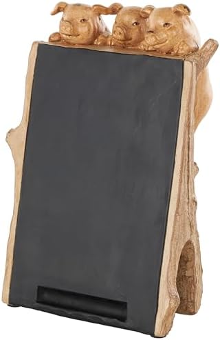 Deco 79 Polystone Pig Chalkboard Sign with Brown Frame