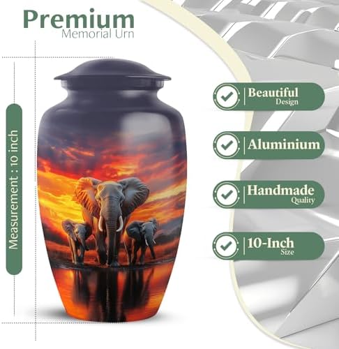 Yatskia Sunset Safari Elephant Cremation Urn 10 Inch
