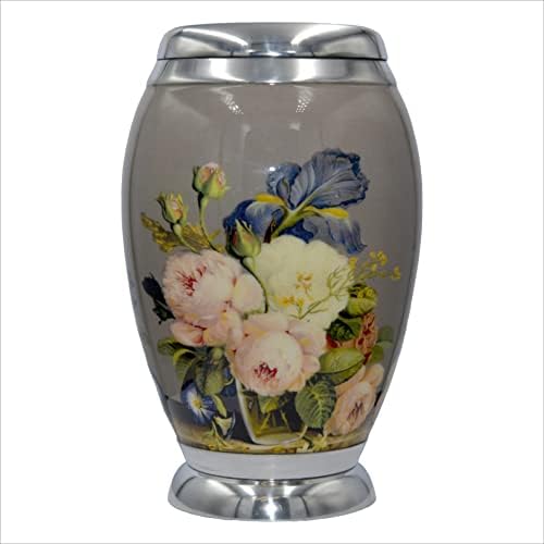 Brass Rose Cremation Urn with Velvet Bag