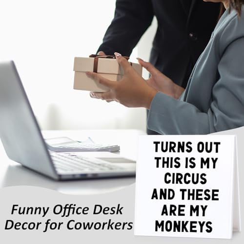 Funny Desk Sign with Witty Quote for Office Decor