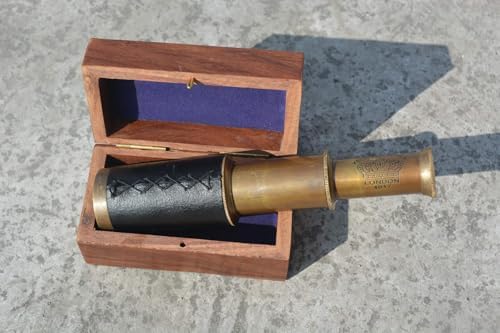 Nautical India 6 Inch Brass Telescope With Wooden Box Pirate Navigation