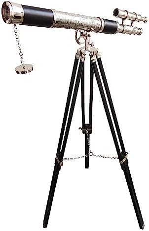 Vintage Brass Telescope with Adjustable Wooden Stand