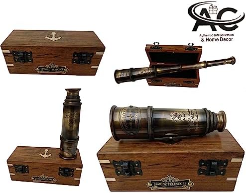 1920 Dollond London Brass Vintage Telescope with Wooden Box