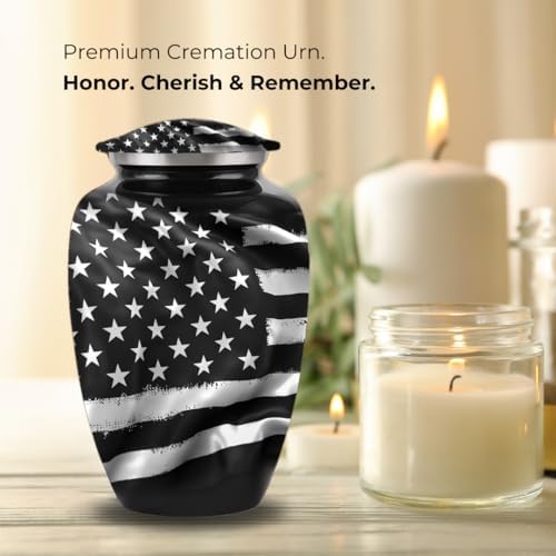 American Flag Black and White Urns for Ashes