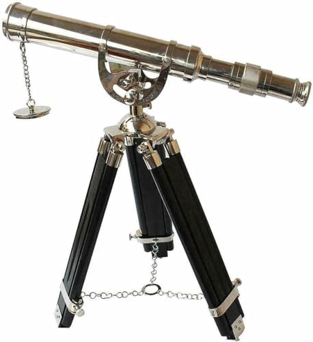 V19 Antique Brass Telescope with Wooden Tripod
