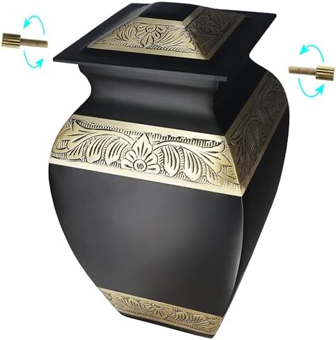 Exquisite Black Gold Square Urn for Adult Ashes