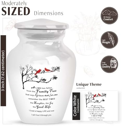 JAGASY Cardinal Bird Urn - 3 Inch Cremation Keepsake
