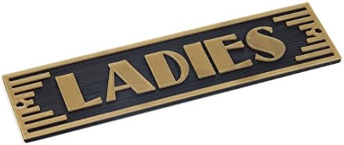 Ladies Toilet Door Art Deco Sign - Silver or Brass Finish