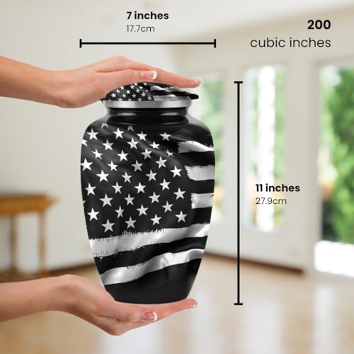 American Flag Black and White Urns for Ashes