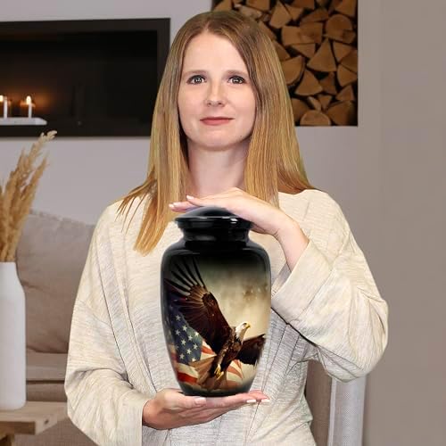 Trupoint Memorials Large Black Cremation Urn for Human Ashes