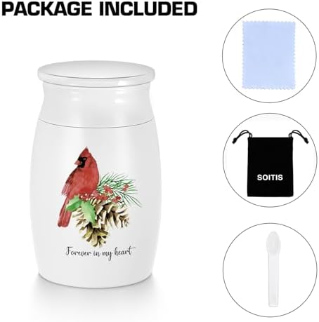 Small Urns for Human Ashes Red Bird Design Aluminium Keepsake Urns
