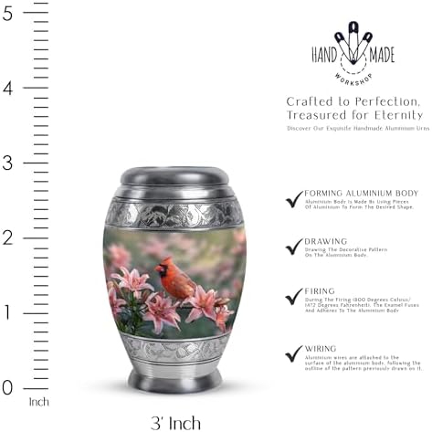 MUKTIVE Cardinal Bird Urns for Ashes - Set of 2 Gray