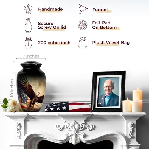 Trupoint Memorials Large Black Cremation Urn for Human Ashes
