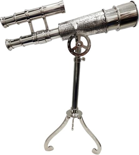 Vintage Marine Spyglass Chrome Finish Telescope Table Top Tripod Display Center Piece