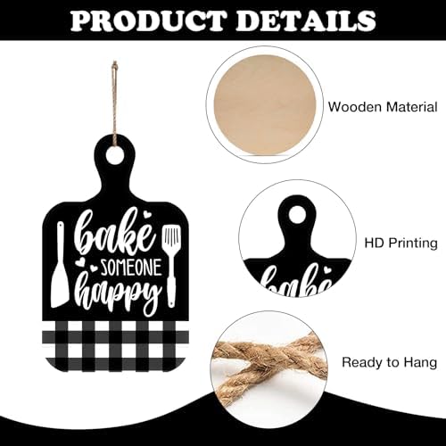 Bake Someone Happy Front Door Sign Black Wooden Wreath