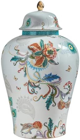 Peacock Flowers Ceramic Urn for Ashes - 116 Inch Large Urn