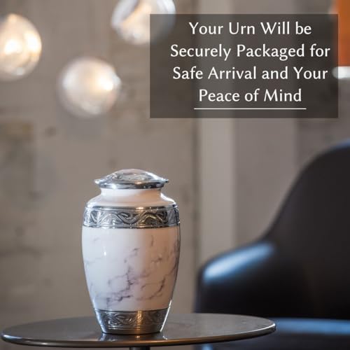 Classic White Marble Cremation Urn for Adult Ashes