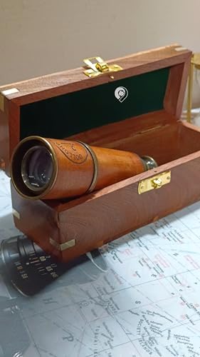 Antique Pirate Telescope with Brass and Leather Finish