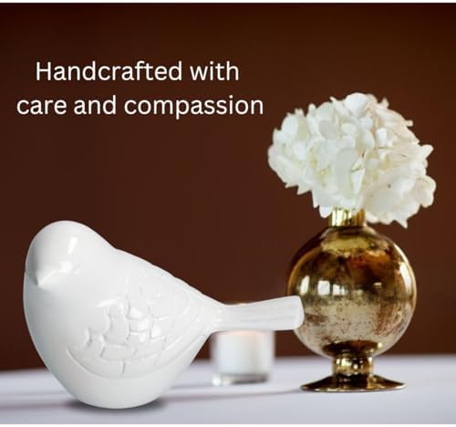 Graceful White Song Bird Keepsake Urn with Velvet Box