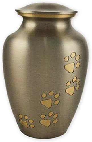 BeautifulLifeUrns Pawsitive Reflection Small Cremation Urn Pewter Gold