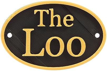 French The Loo Shabby Chic Toilet Door Sign Plaque Black and Gold