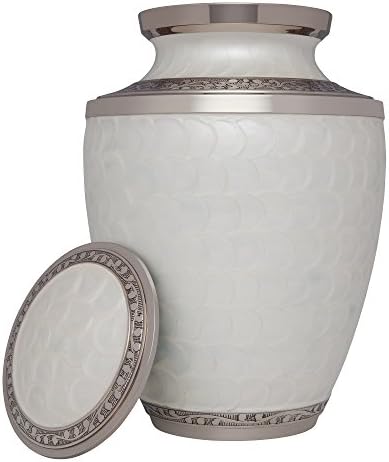White Petals Funeral Urn - Handmade Brass Cremation Urn