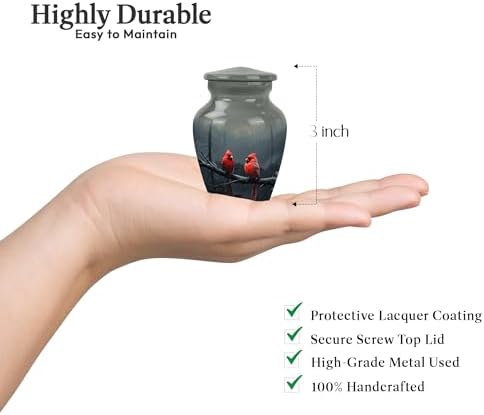 Red Cardinal Bird Mini Urn for Human Ashes Keepsake