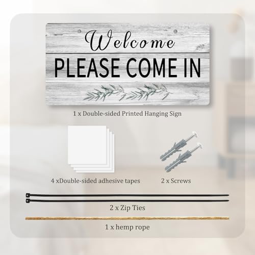 Welcome Sign for Front Door Double-Sided Wooden Decor