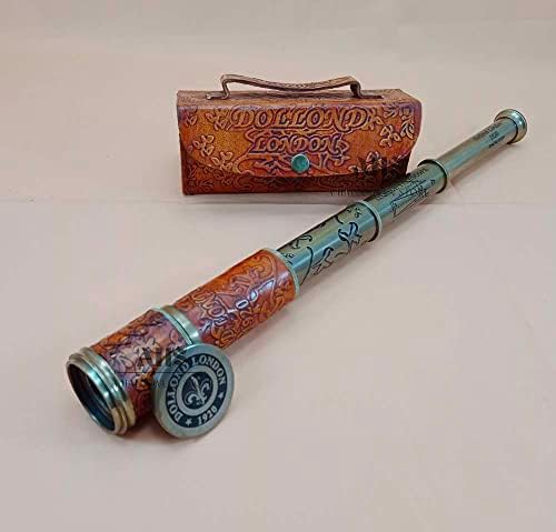 Pirate Brass Spyglass Telescope with Leather Case