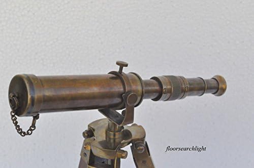 Antique Nautical Brass Telescope with Wooden Tripod