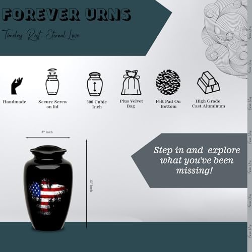 Forever Urns Adult Cremation Urn with American Eagle Flag Design
