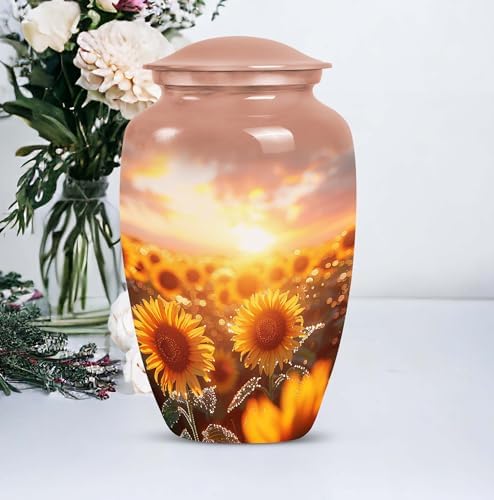 Sunflower Twilight Large Velvet Bag Cremation Urn