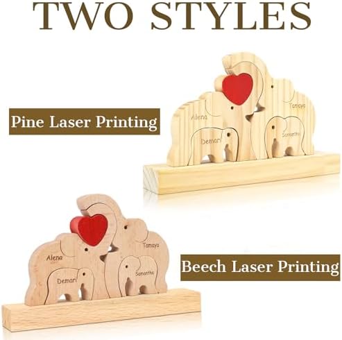 Custom Elephant Wooden Puzzle with Family Names