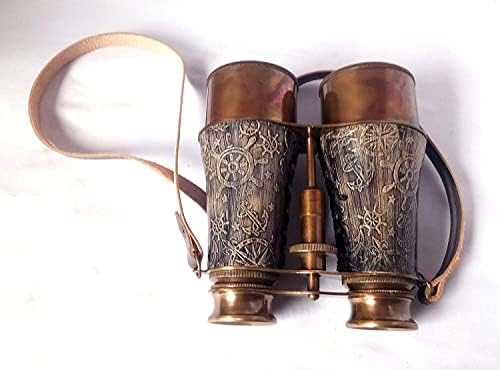 6 Inch Antique Solid Brass Coffee Binocular with Strap