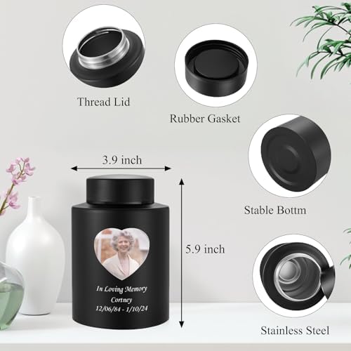 Photo Custom Cremation Urn Matt Black 59 Inch