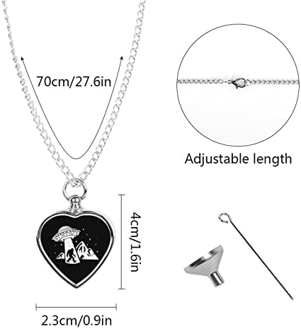 Bigfoot UFO Alien Urn Heart Silver Locket Necklace