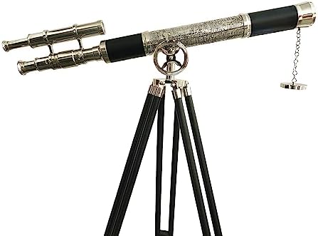 Vintage Brass Telescope with Adjustable Wooden Stand