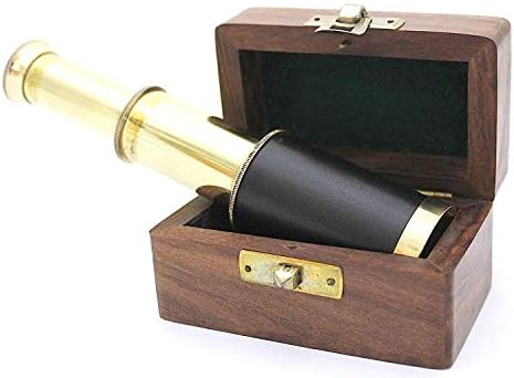 Handmade Brass 6 Inch Telescope with Rose Wood Box