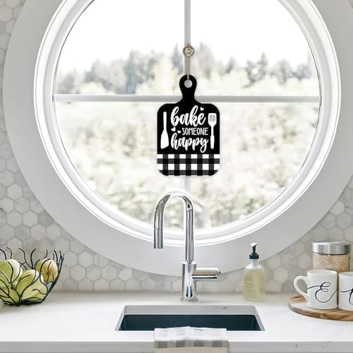 Bake Someone Happy Front Door Sign Black Wooden Wreath