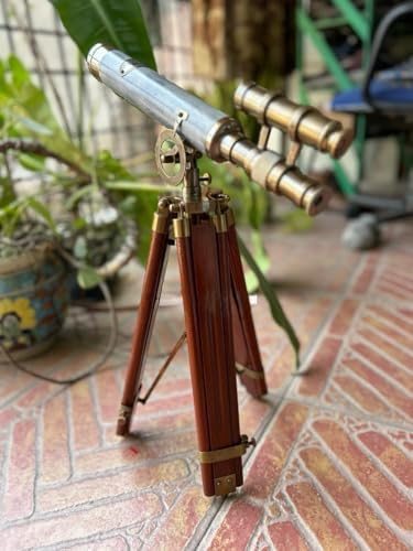 V19 Antique Brass Telescope with Wooden Stand