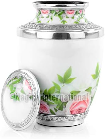 10 Inch Aluminum Cremation Urn with Beautiful Floral Print