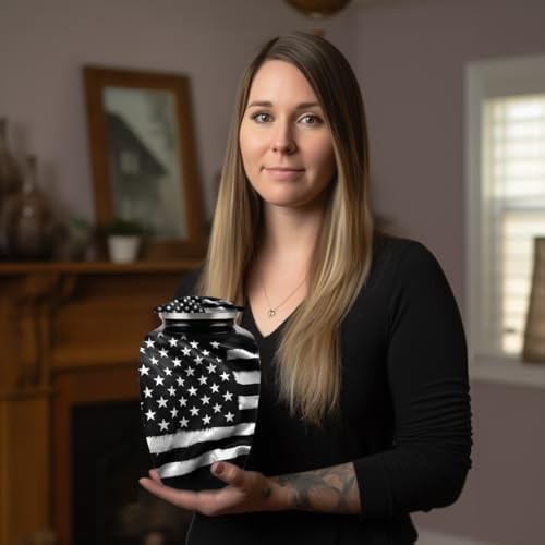 American Flag Black and White Urns for Ashes