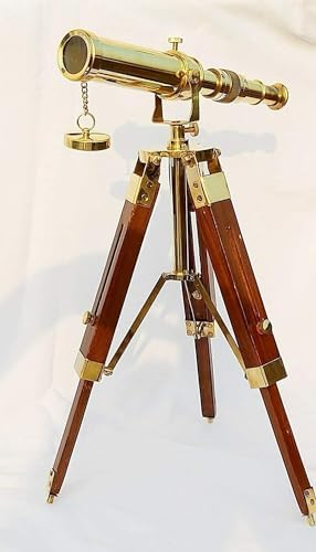 10 Inch Brass Telescope with Wooden Stand and Tripod