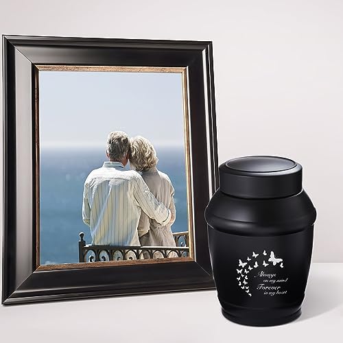57 Inch Medium Cremation Urn Black Butterfly