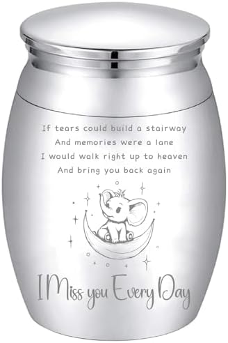 Mini Elephant Urn with I Miss You Every Day Message